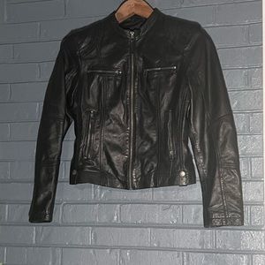 Noir aviatrix moto biker fitted real 100% cow leather black jacket